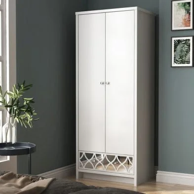 Arianna Tall Wardrobe White 2 Doors 1 Drawer