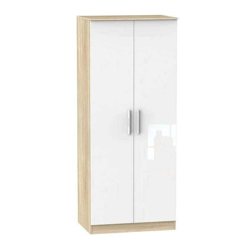 Buxton Tall Wardrobe Natural & White 2 Doors