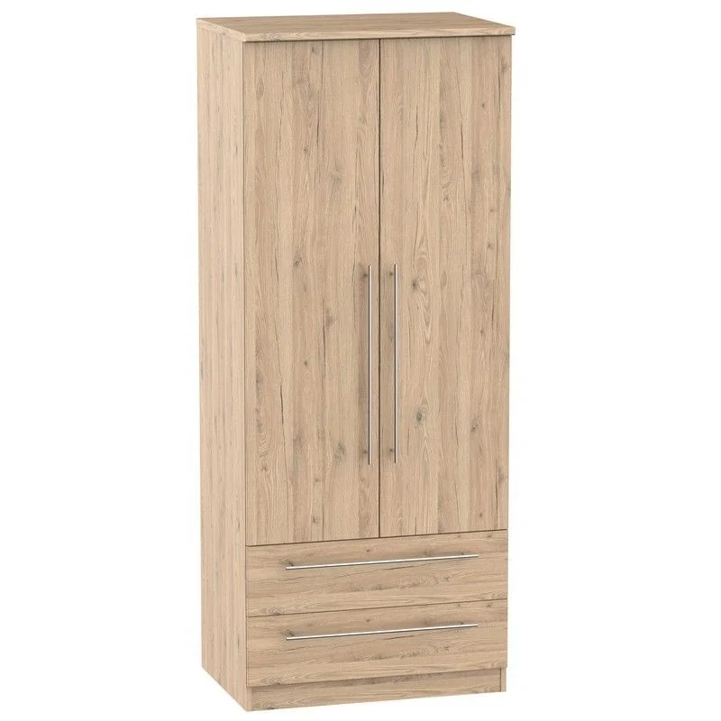 Colby Tall Wardrobe Natural 2 Doors 2 Drawers