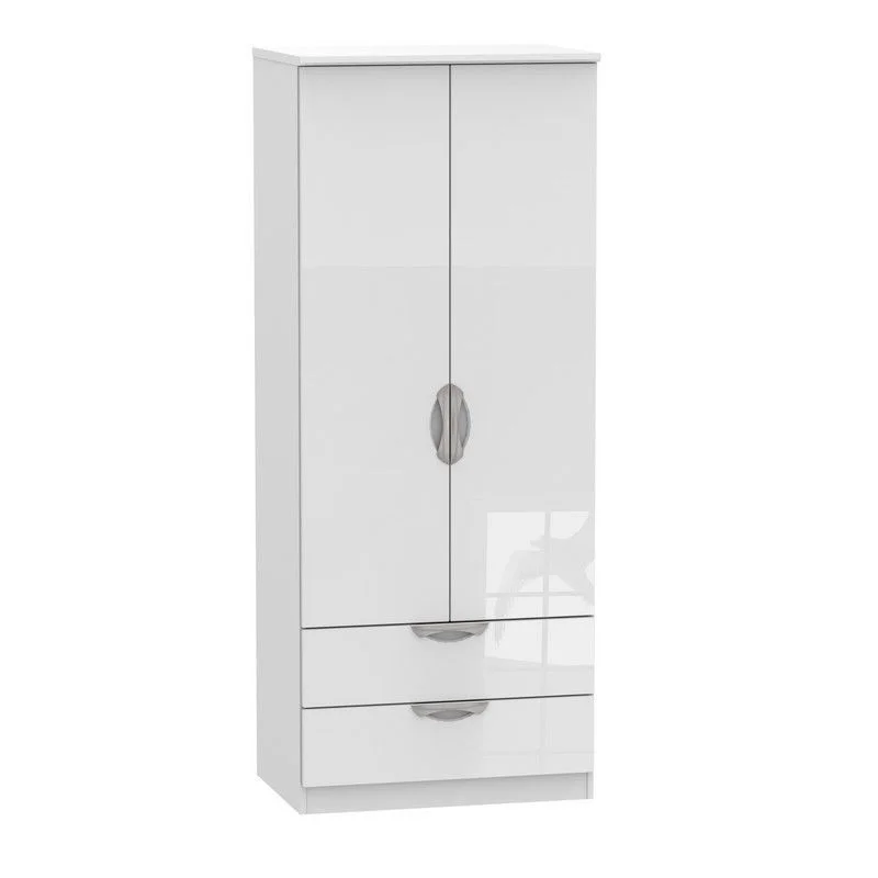 Weybourne Tall Wardrobe White 2 Doors 2 Drawers