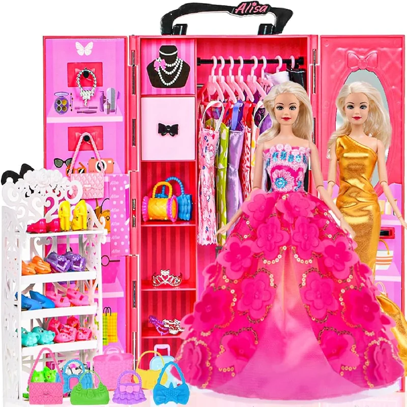 105 Pcs Doll Closet Wardrobe Set Closet Playest Toys Doll Clothes And Acces