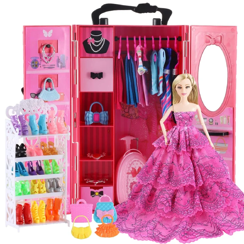 106Pcs Doll Clothes And Accessories Closet Wardrobe Playset For 11.5 Inch G