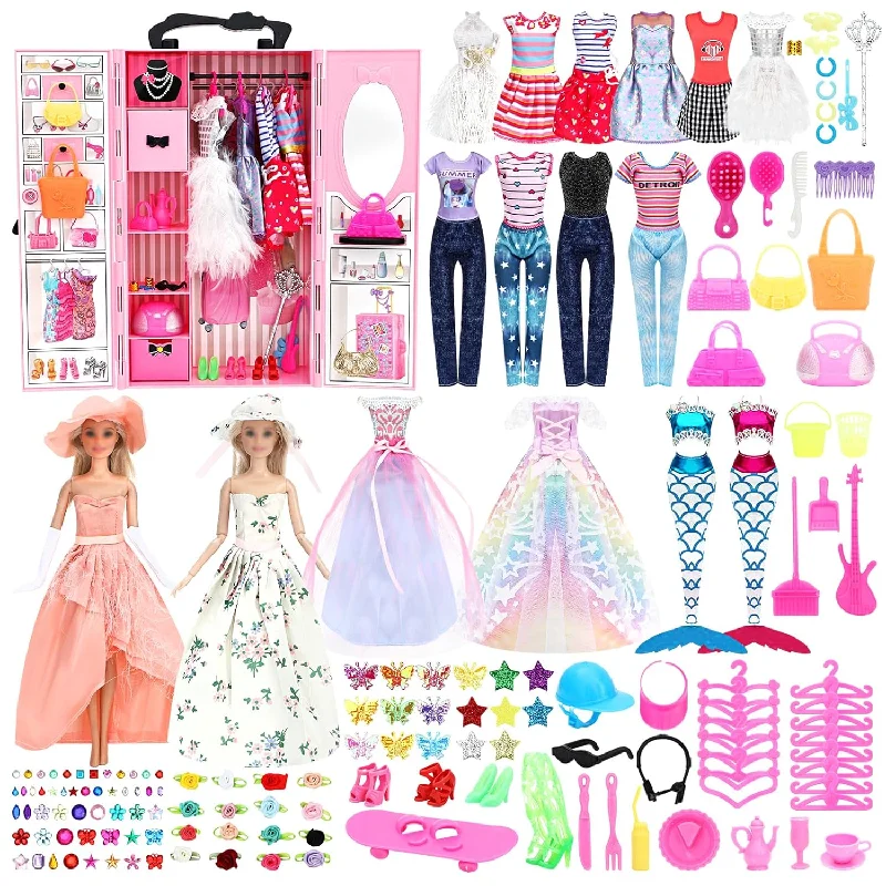 11.5 Inch Girl Doll Closet Wardrobe With Doll Clothes And Accessories Include