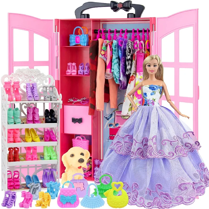 120 Pcs Fashion Doll Closet Wardrobe For Doll Clothes And Accessories Stora