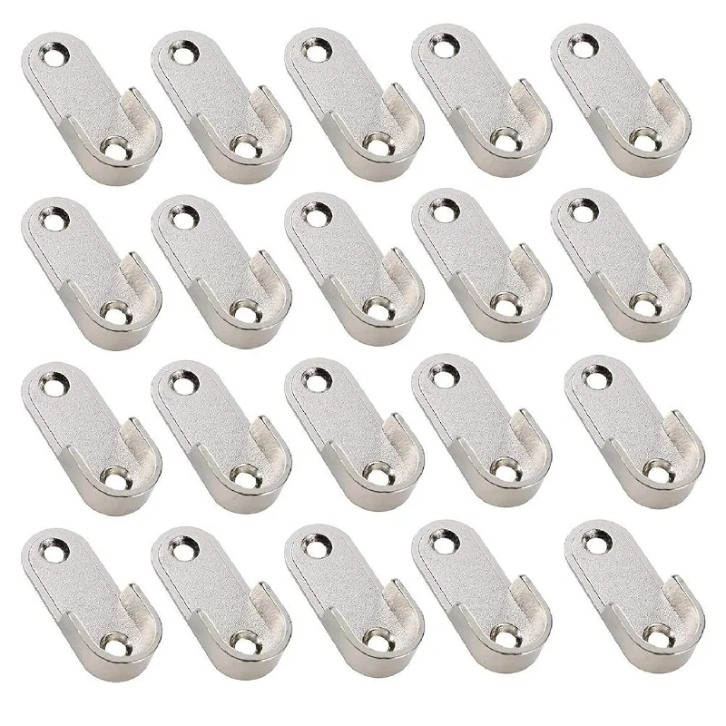 20 Pcs Zinc Alloy Oval Closet Rod End Supports Wardrobe Closet Rod Flange Bracke