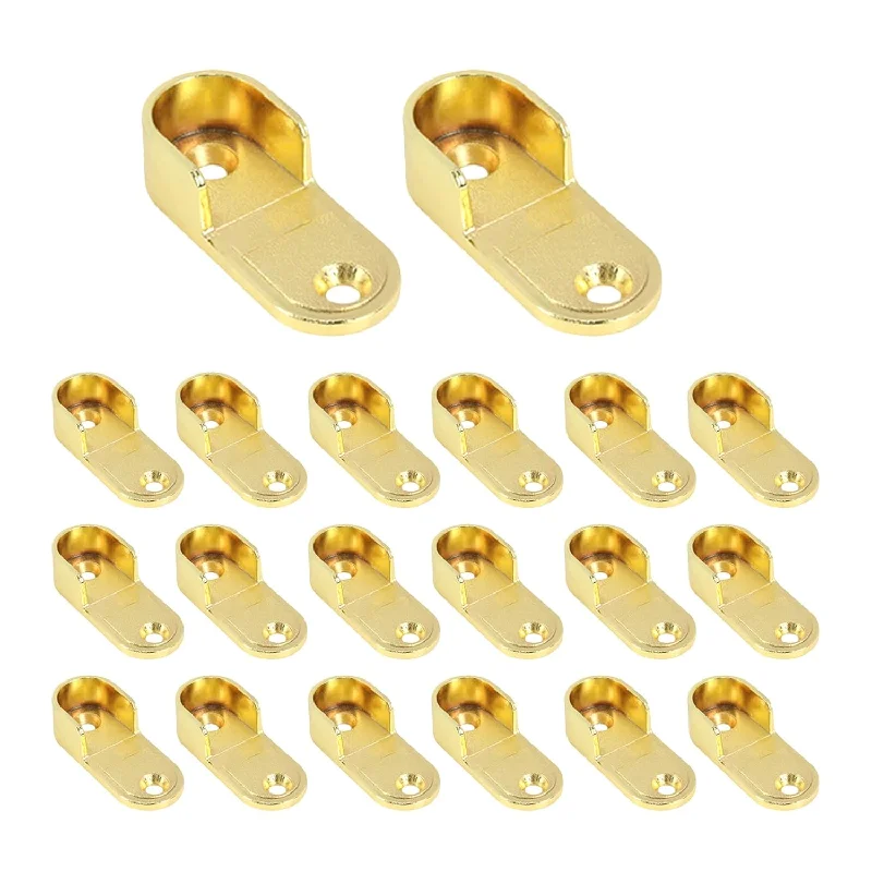 20Pcs Oval Closet Rod End Supports, Wardrobe Rod Brackets, Zinc Alloy, Fit Rod I