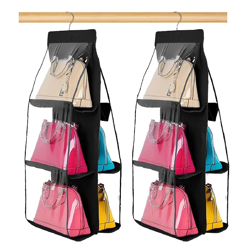 2Pcs Hanging Handbag Organizer Dust-Proof Storage Holder Bag Wardrobe Closet For