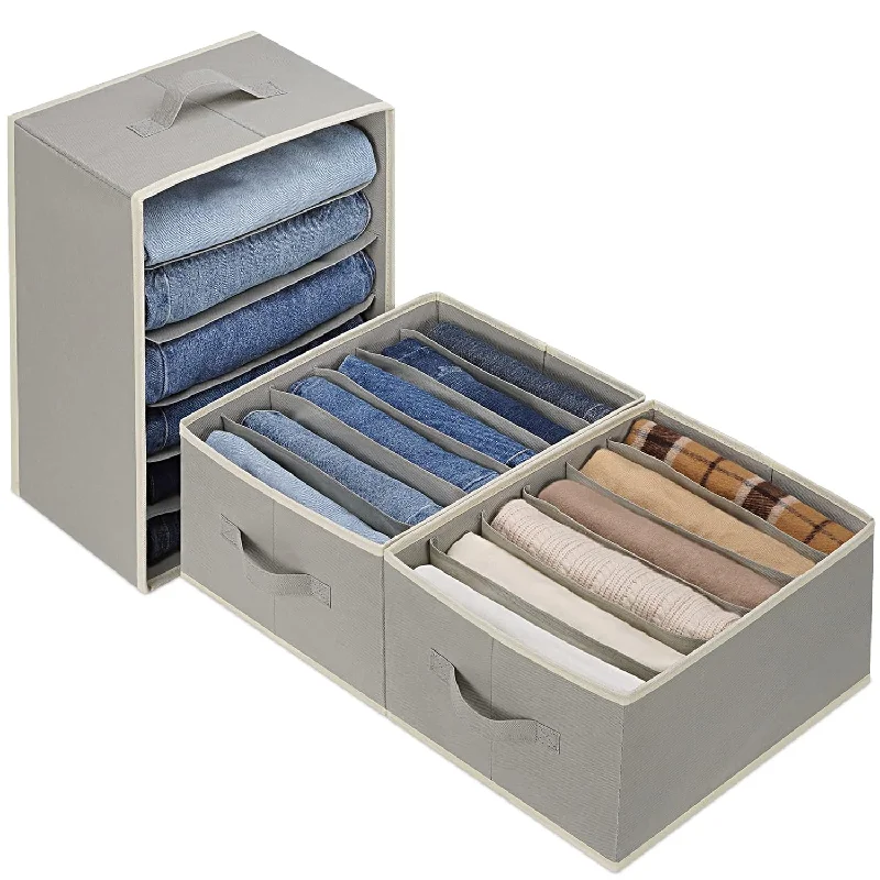 3 Pcs Large Size Wardrobe Clothes Organizers 6 Grids For Pants, Jeans, Sweater,