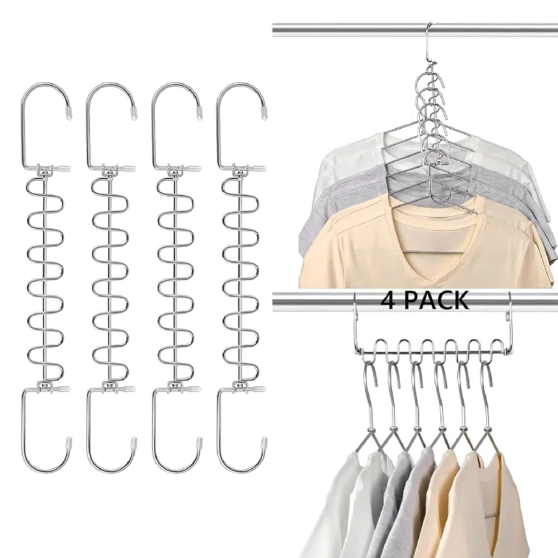 4 Pack Magic Hangers - Metal Hanger 12 Slots - Smart Wardrobe Closet Space Savin