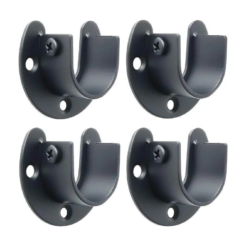 4Pcs Wardrobe Closet Rod Bracket U-Shaped Curtain Rod Sockets Closet Pole End Su