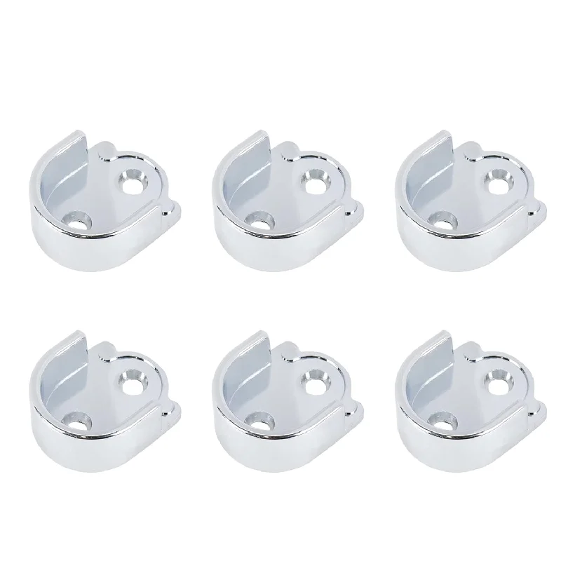 6Pcs Oval Closet Rod End Supports For 1"/25Mm X 0.9"/23Mm Closet Wardrobe Rod Ho