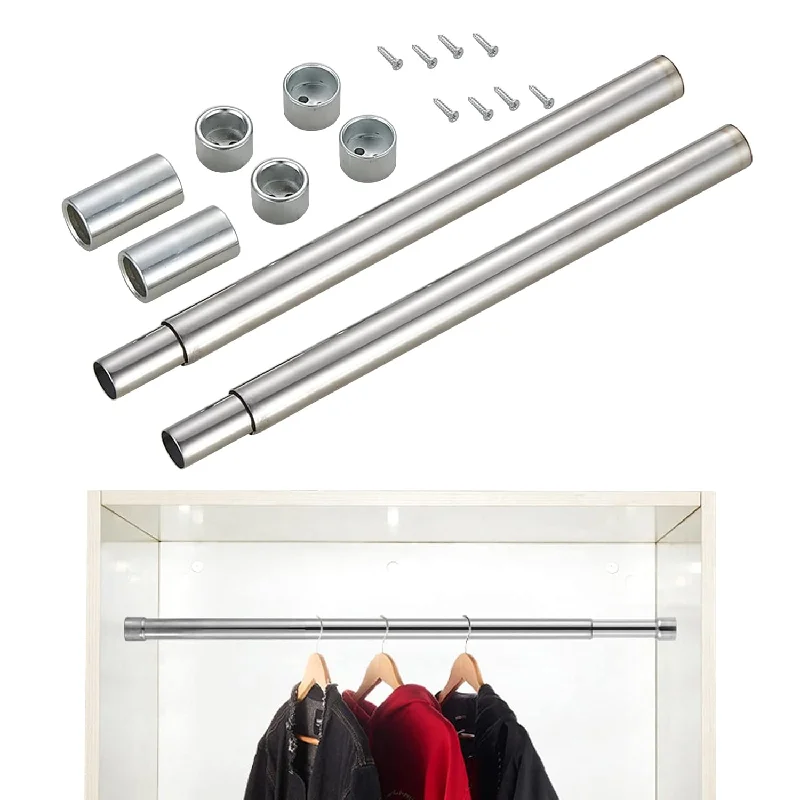 Closet Pole, Closet Rod With Telescopic Adjustment, With Wardrobe Rail Rod Pole