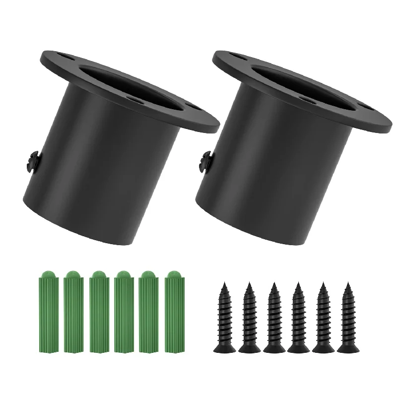 Closet Pole Sockets Wardrobe Rod Bracket Flange Kit With Matte Black Finish 32Mm