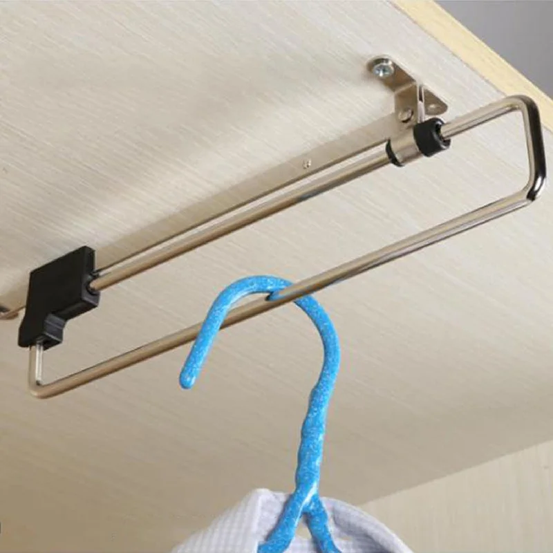 Heavy Duty Retractable Wardrobe Closet Pull Out Rod, Hanger Trousers Pull Out Ha