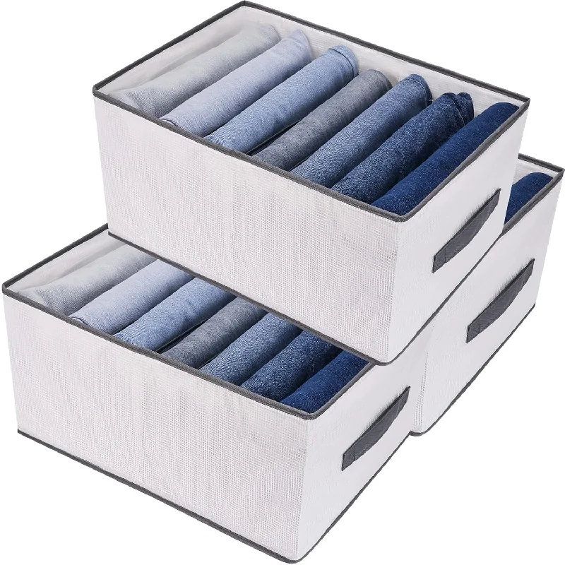 Jeans Organizer For Closet Extra Large 7 Grids, Upgraded Wardrobe Clothes Organi