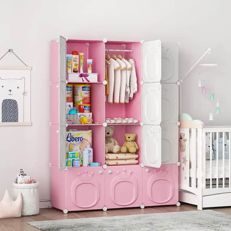 Kids Closet Baby Wardrobe Dresser For Kids Bedroom Nursery Armoire Clothes Han