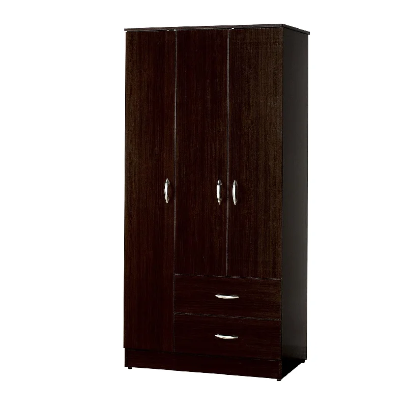 Olean 2-Drawers And 3-Doors Wooden Bedroom Wardrobe In Espresso