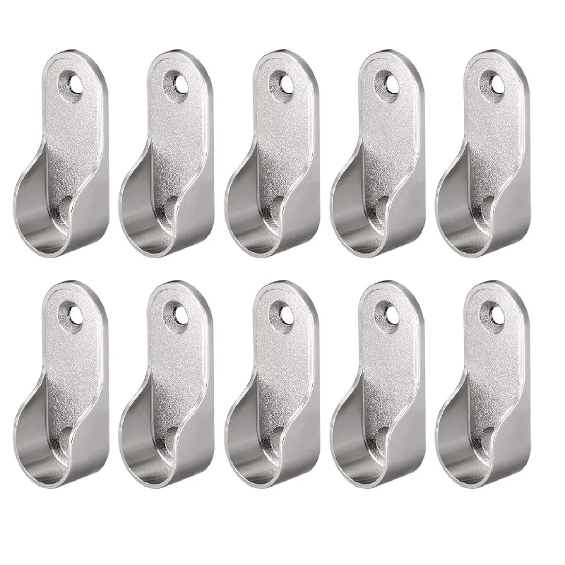 Oval Closet Rod End Supports, Fit Rod Dia 16.5Mm 10 Pcs - Wardrobe Rod Flange Br