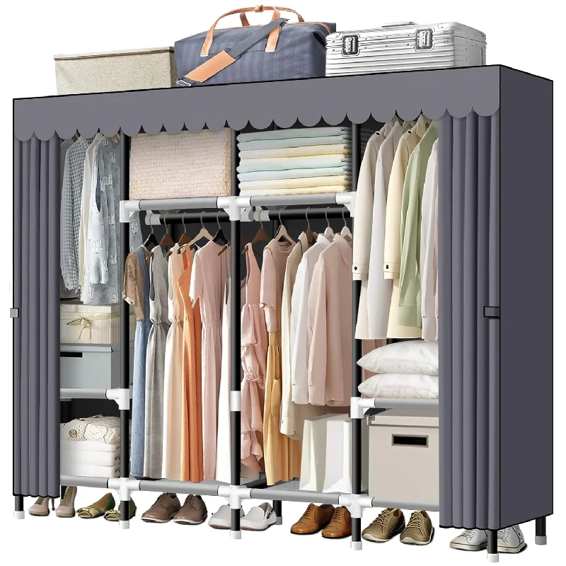 Portable Closet, 67 Inch Wardrobe Closet For Hanging Clothes With 4 Hanging Rods