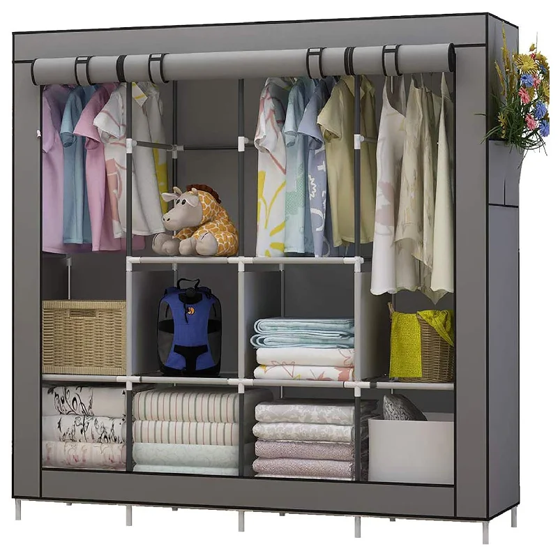 Portable Closet Large Wardrobe Closet Clothes Organizer With 6 Storage Shelves,