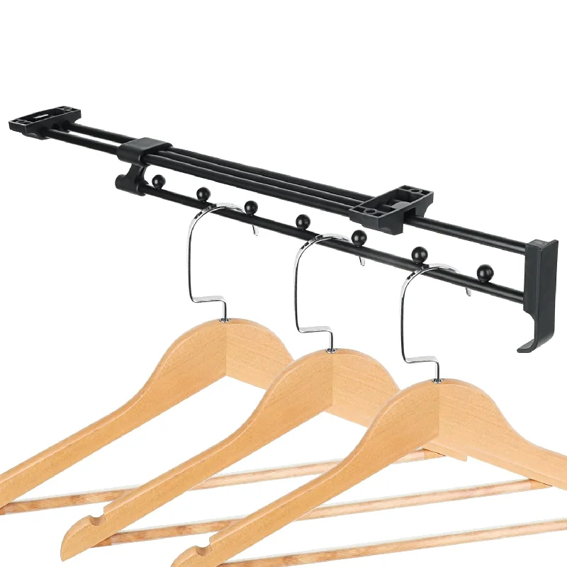 Pull Out Clothes Hanger Rack For Closet, Adjustable Wardrobe Clothing Rail Hange