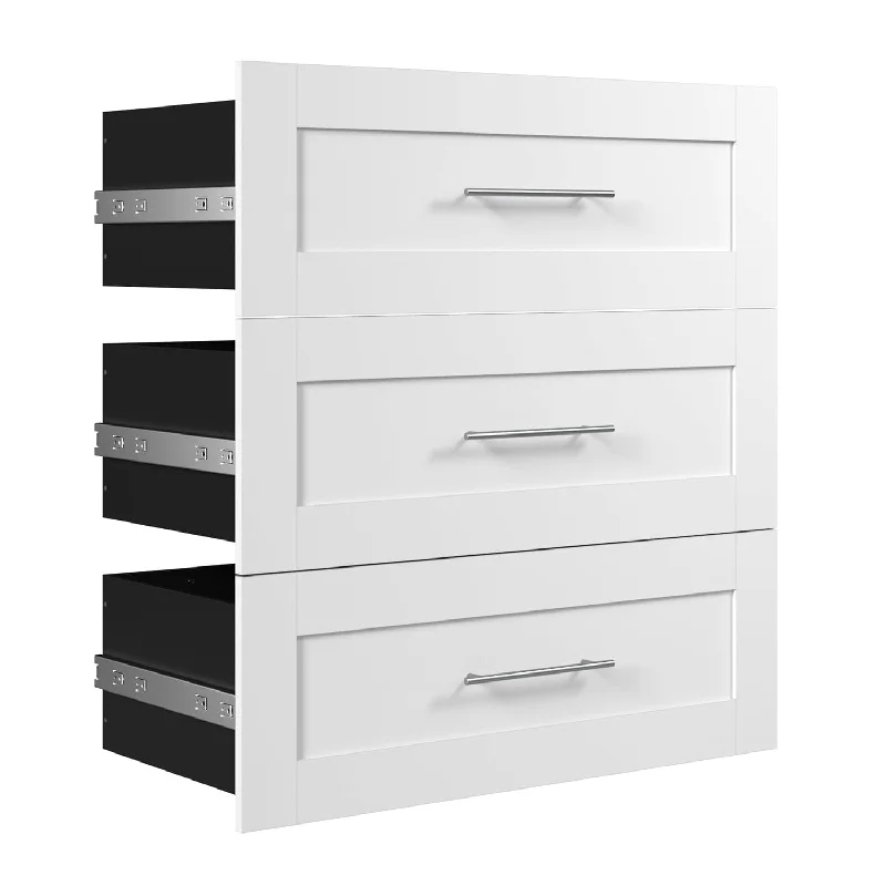 Pur 3 Drawer Set For 36-Inch Wardrobe Organizer In White, Concealed Storage For