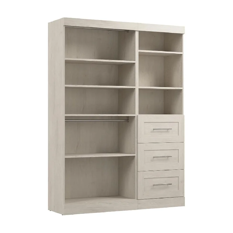 Pur Closet Organizer, 61-Inch Linen White Oak Wardrobe System With Drawers For H