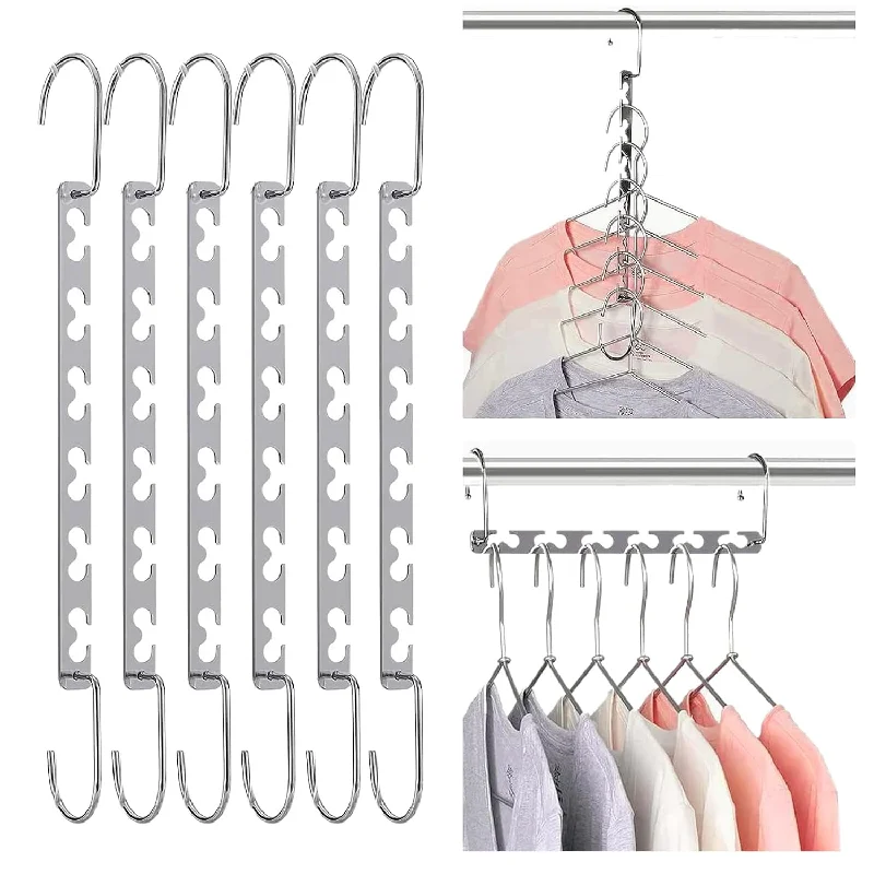 Rabrand Metal Space Saving Hangers 6 Pack, Sturdy Hangers, Wardrobe Closet Organ