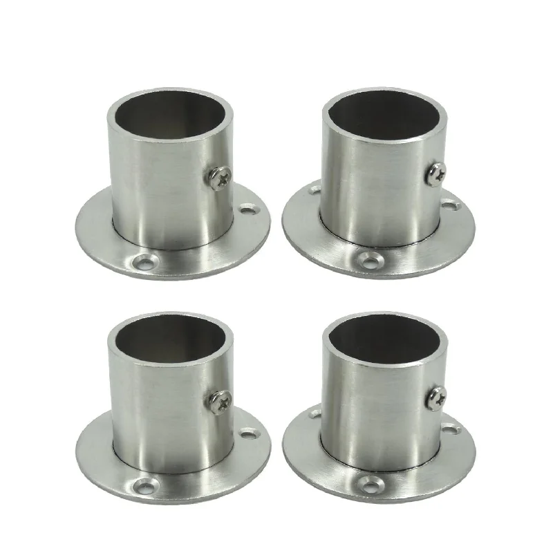 Stainless Steel Closet Wardrobe Rod Holder Socket End Support Bracket Flange For