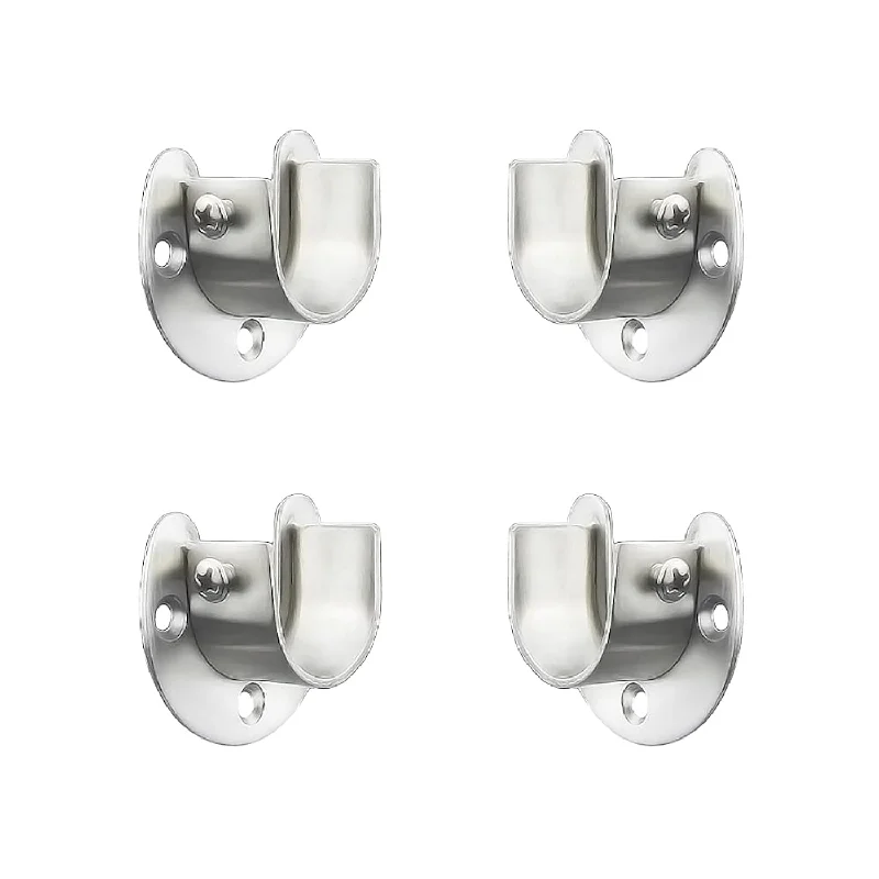 Stainless Steel Wardrobe Closet Rod Bracket, U-Shaped Open Type Socket Bracket,