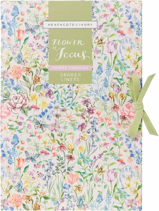 Heathcote & Ivory Flower of Focus Scented Drawer Liners | Add Style and Fragrance to Drawers & Wardrobes | Kitchens & Bedrooms | Vegan Friendly | 6 Sheets