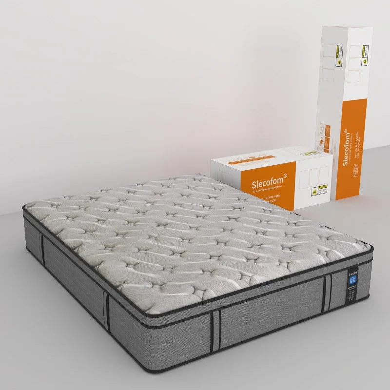 12" Hybrid Memory Foam Mattres, Tight Top Pocket Spring Mattress with A Double-knit Fabric, Medium Firm, King,Grey