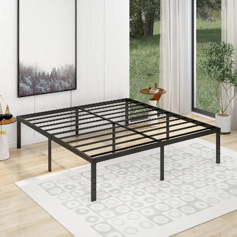 alazyhome 18 inch Heavy Duty Metal Platform Bed Frame with Storage