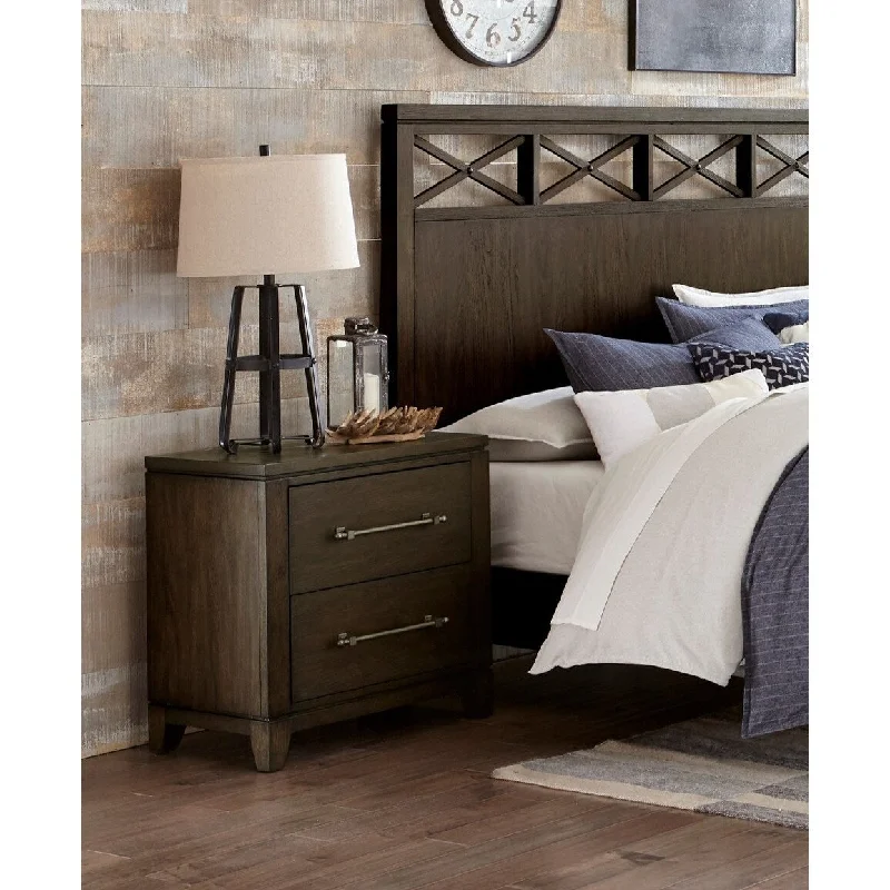 Contemporary Style Bedroom 1pc Nightstand of 2 Drawers Dark Brown Finish Wooden Furniture Modern Look