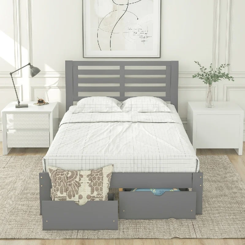 Full Size Platform Bed with 2 Drawers, Easy Assembly & No Box Spring Needed