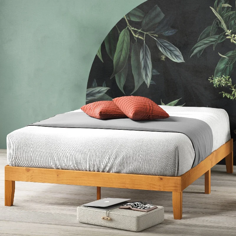 Priage by ZINUS Alexia Rustic Pine Wood Minimalist Rustic Platform Bed