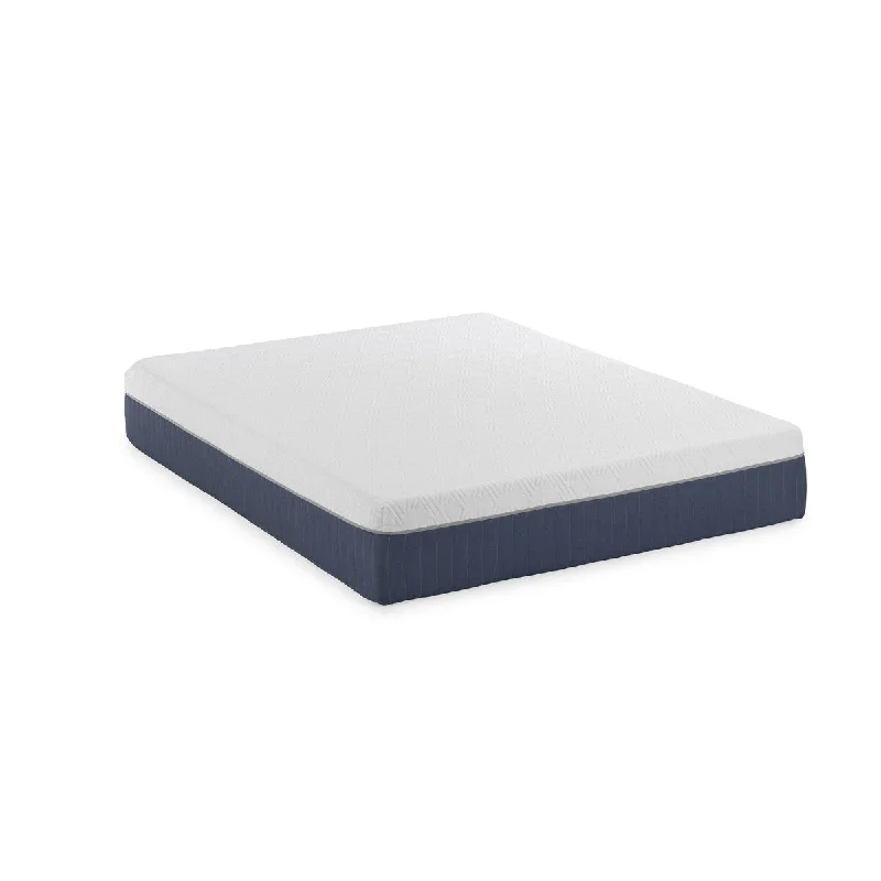 Savannah White and Blue 12-inch Gel Infused Memory Foam Medium Soft Mattress