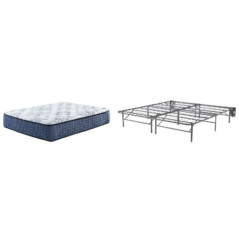 Signature Design by Ashley Mt Dana Plush White/Blue 2-Piece King Mattress Package