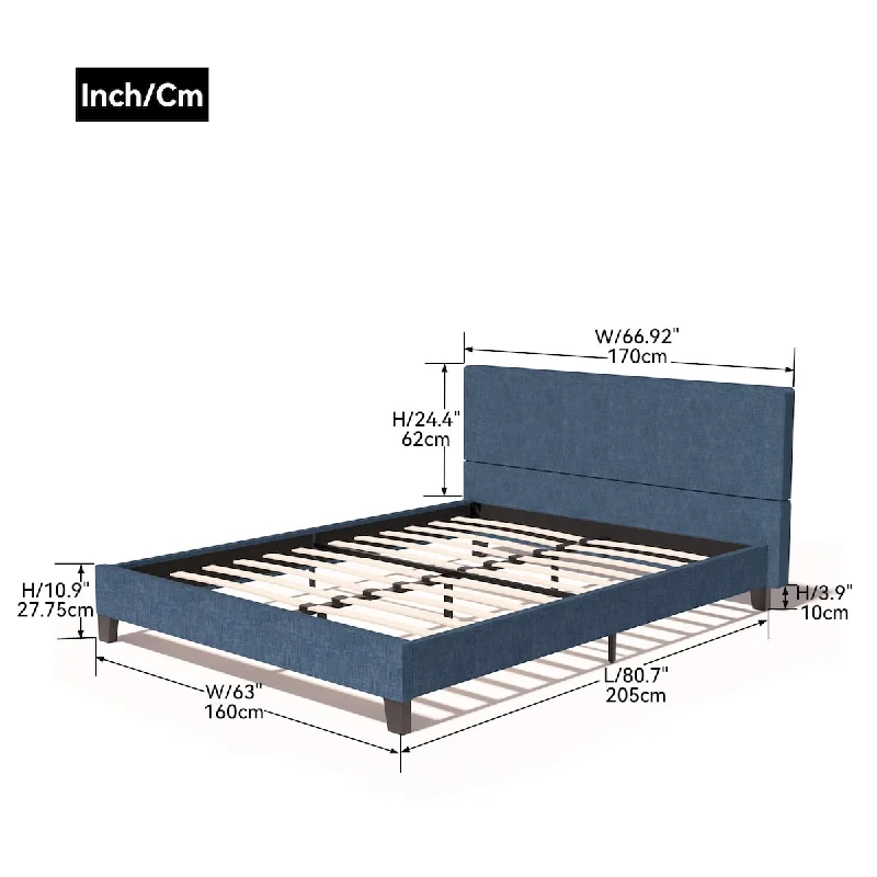 Upholstered Linen Queen Platform Bed