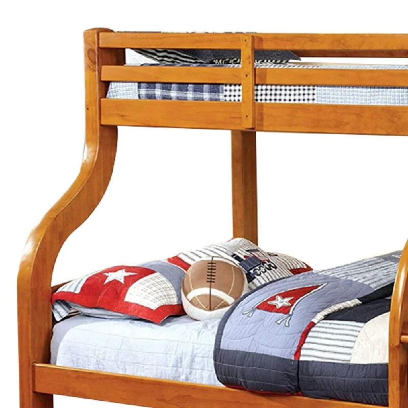 William's Home Furnishing Solpine Twin/Full Bunk Bed in Oak