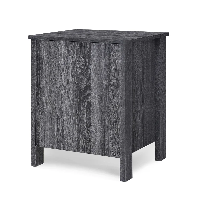 Wood Texture Nightstands, Bedside Cabinet with 2-Drawers & Wooden Tabletop, Bedroom Wooden Accent Storage Table, Dark Grey