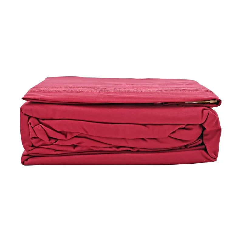 2200 Series 80 GSM Burgundy Microfiber 4pc Sheet Set -King Gifts