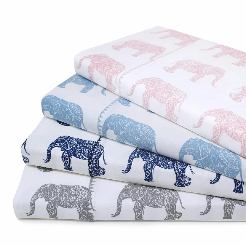 400 Thread Count Elephants Embroidered Sheet Set - 4 Color