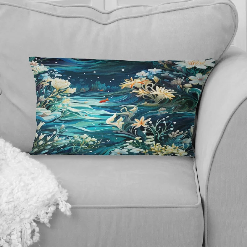 Designart "Oceanic Dreamscape Tropical Pattern I" Coastal Printed Throw Pillow