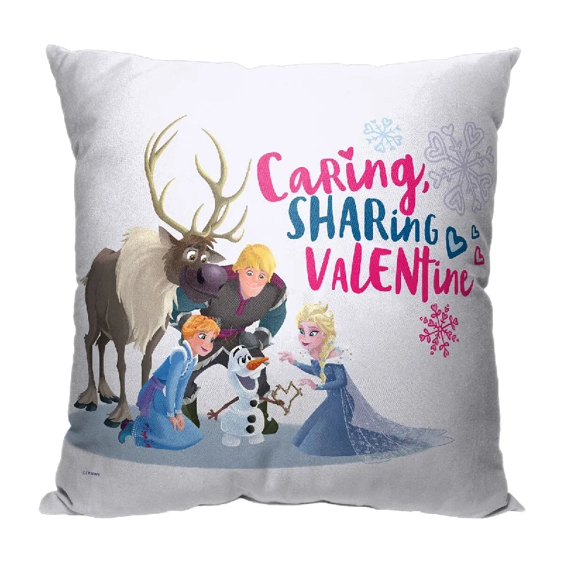 Disney Frozen Sharing Caring Valentine 18 Inch Throw Pillow