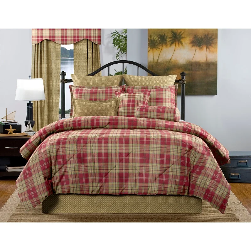 Glasgow traditional yellow and red plaid comforter set