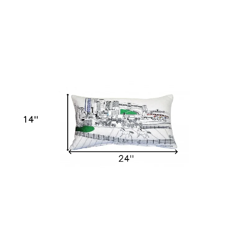 HomeRoots 25" White Lexington Daylight Skyline Lumbar Decorative Pillow