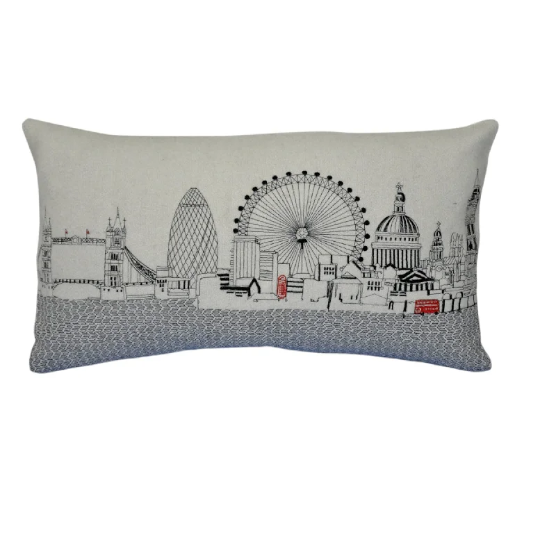 HomeRoots 25" White London Daylight Skyline Lumbar Decorative Pillow