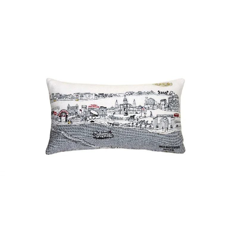 HomeRoots 25" White New Orleans Daylight Skyline Lumbar Decorative Pillow