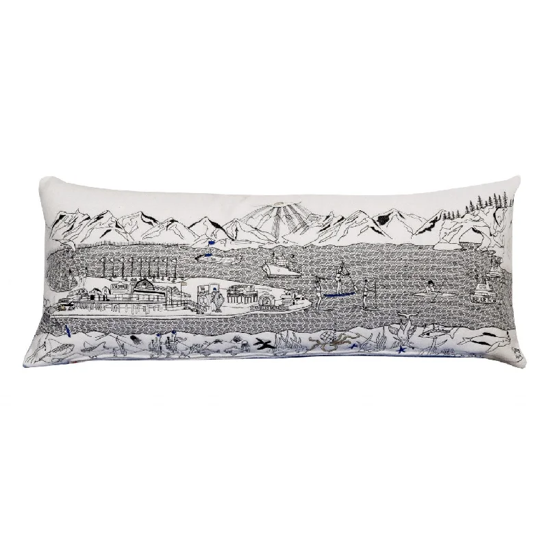 HomeRoots 35" White Homer Spit Daylight Skyline Lumbar Decorative Pillow